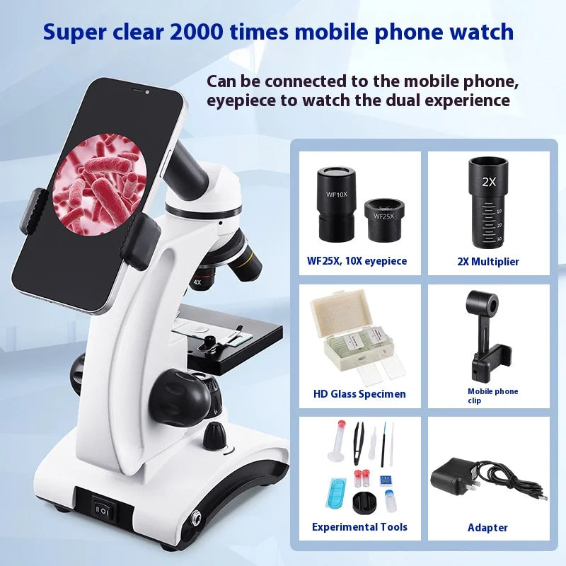HD 2000X Monocular Optical Microscope – Kids Biology Science Kit