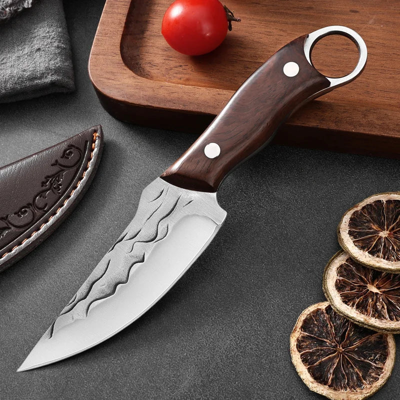 Hand Forged High Carbon Steel Chef Knife with Sheath