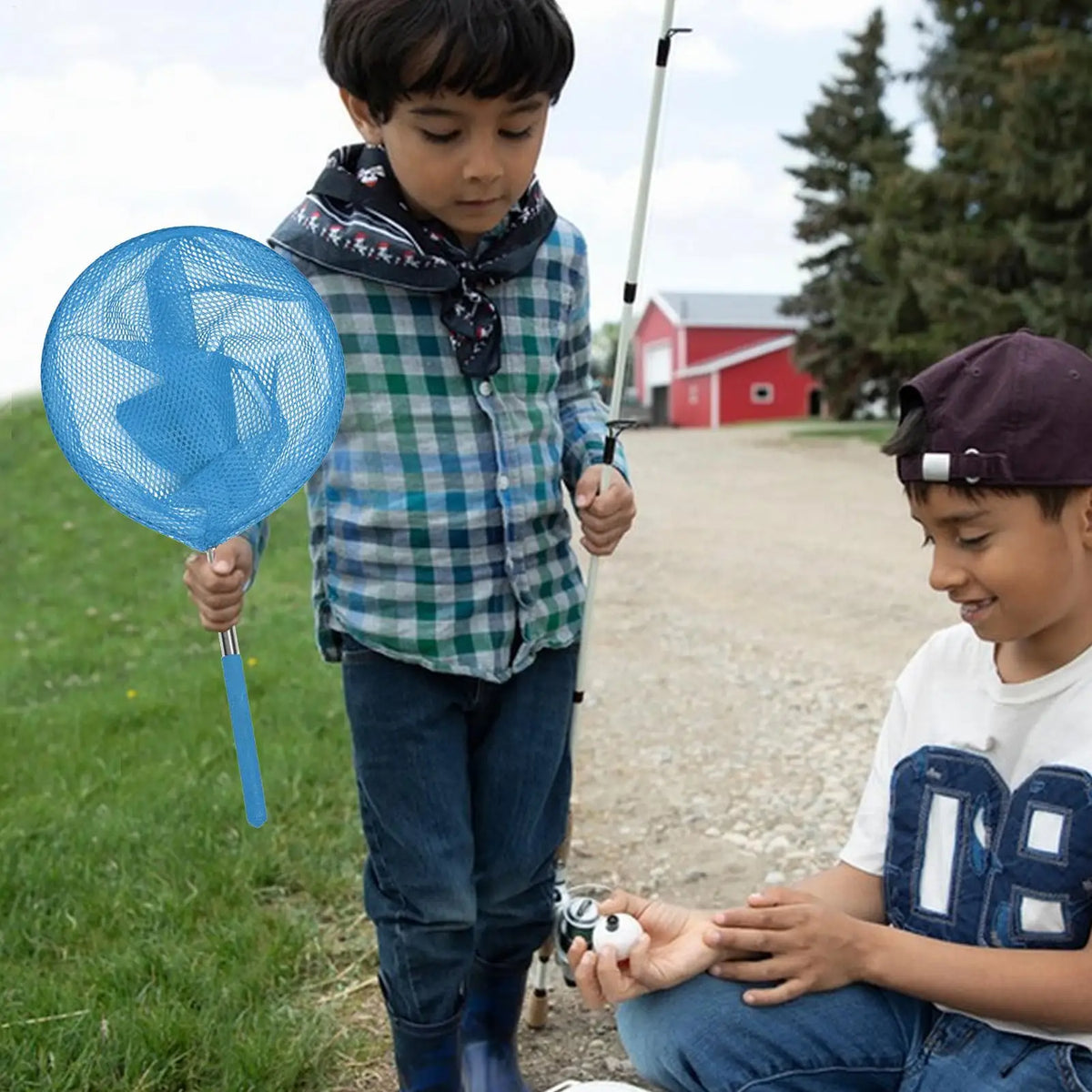 Kids Fishing Net Stainless Steel Telescopic Anti Slip Small Catcher