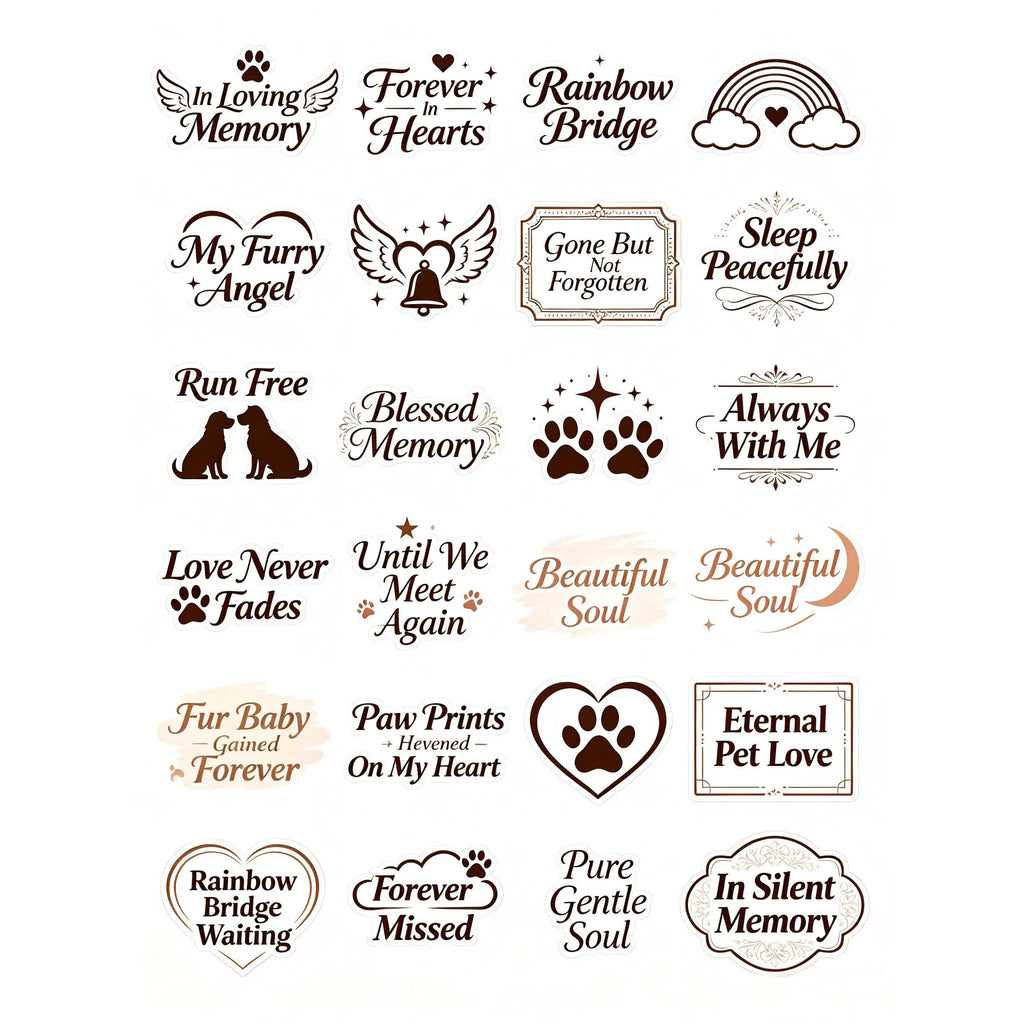 Pet Memorial UV Stickers | Paw Print Waterproof Decals for Urns