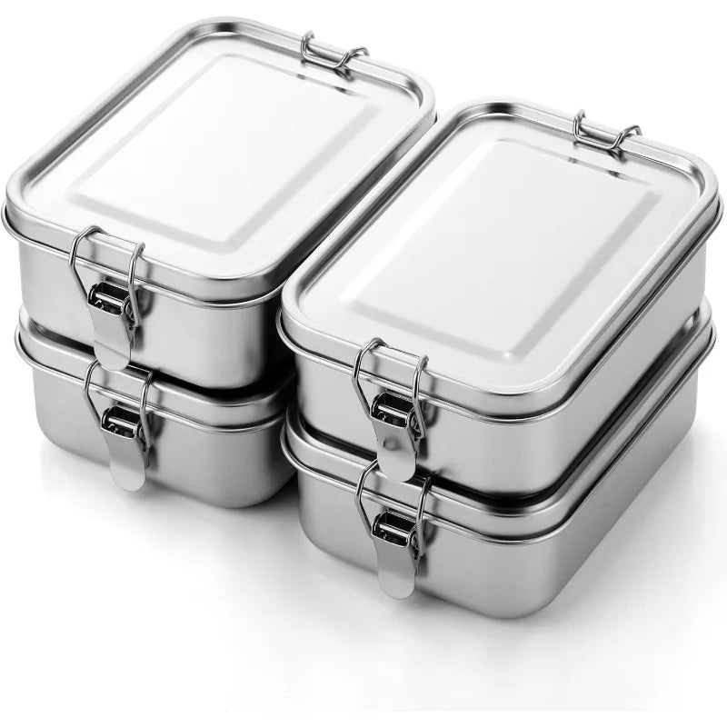 Stainless Steel Bento Box with Lockable Clips | Metal Lunch Box