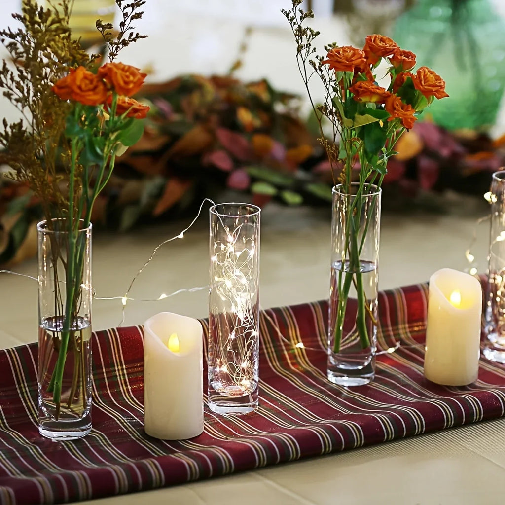 12 Glass Cylinder Vase Clear Small Flower Home Decoration Party