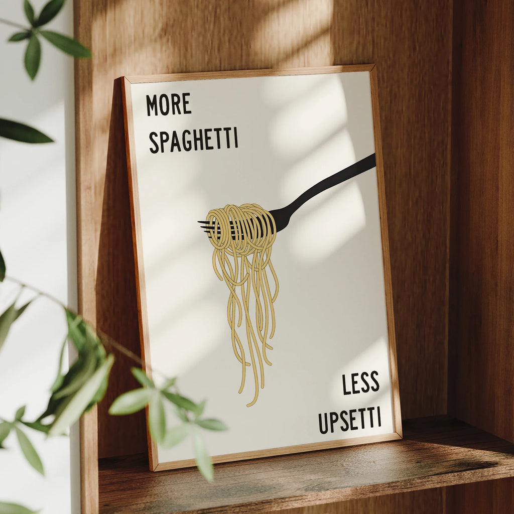 More Spaghetti Less Upsetti Funny Kitchen Canvas Wall Art