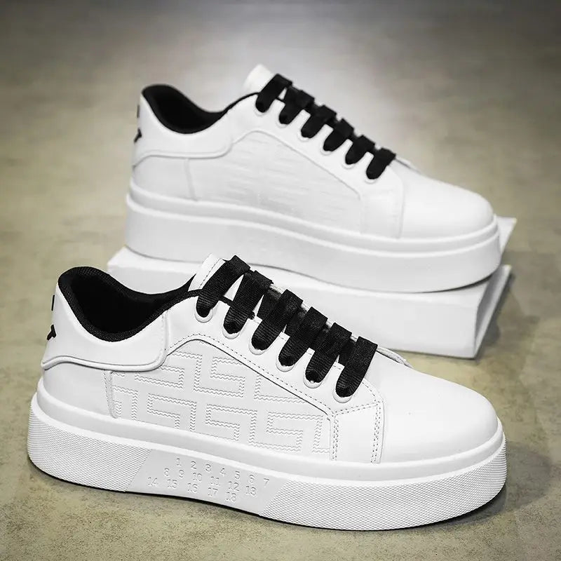 Men's Platform Sneakers – Lace-Up Leather Casual Skateboard Shoes
