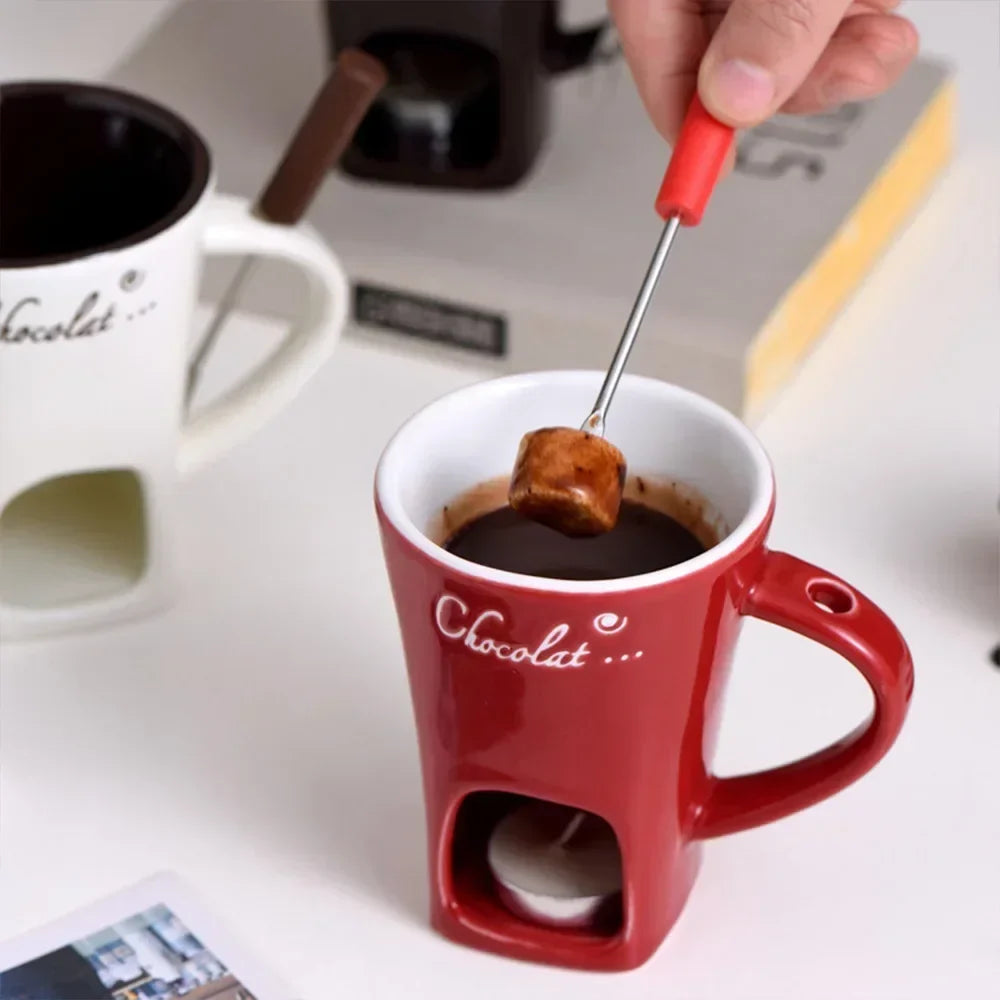 Small Fondue Mug Personal Mini Pots Chocolate Cheese Ice Cream Maker