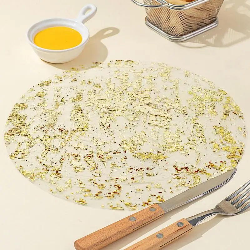 100pc Gold Foil Round Place Mats 13" | Party Table Mats