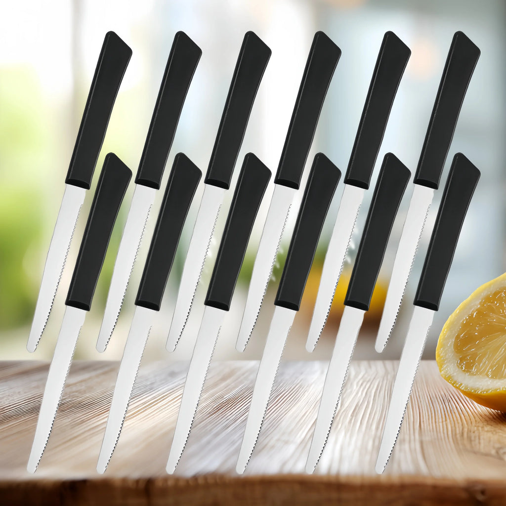 Black Steak Knife Set – Dishwasher-Safe Stainless Steel Cutlery