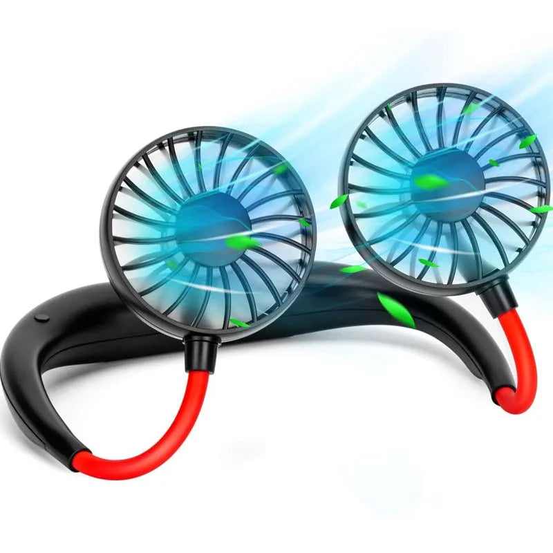 Wearable Neck Fan – USB Rechargeable, 3-Speed Portable Cooling