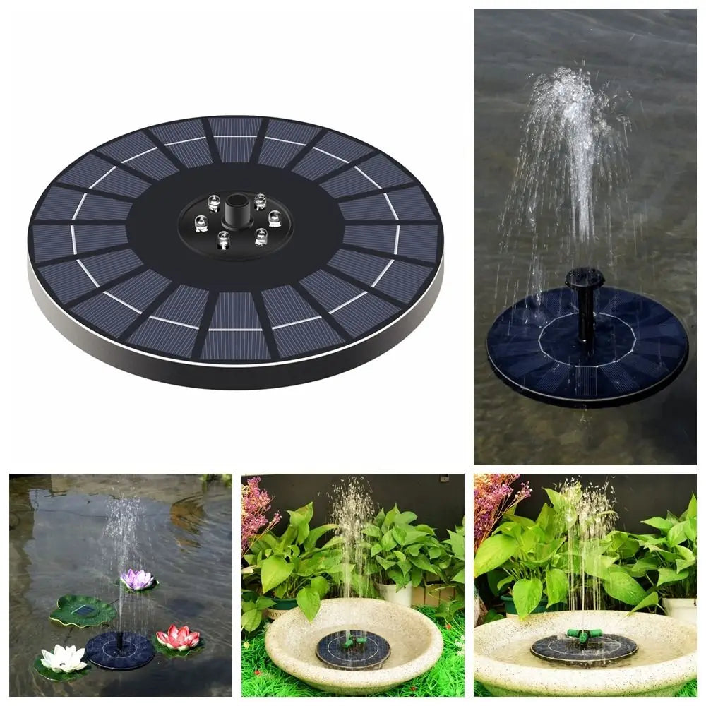 Solar Bird Bath Fountain with LED Lights & 6 Nozzles