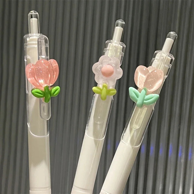Kawaii Tulip Gel Pen – Smooth 0.5mm Quick-Dry Aesthetic Pen