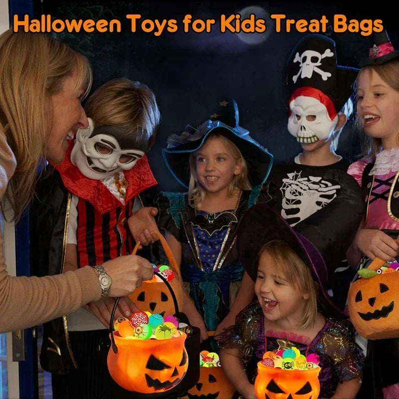 Halloween Luminous Bouncy Ball Pumpkin Witch Rubber Toys Kids