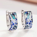 Huitan Blue Flower Hoop Earrings – Dainty Women's Jewelry