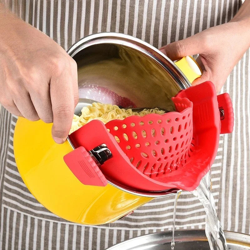 Universal Silicone Clip Pan Pot Strainer Anti Spill Food Pots Pans