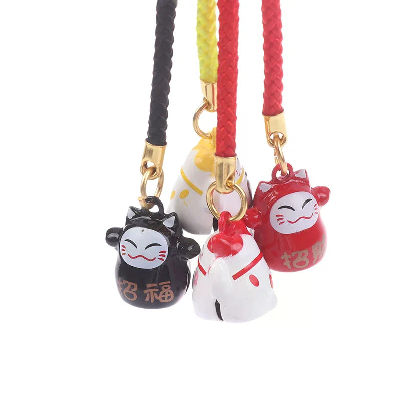 Japanese Lucky Cat Copper Bell Keychain & Bag Pendant