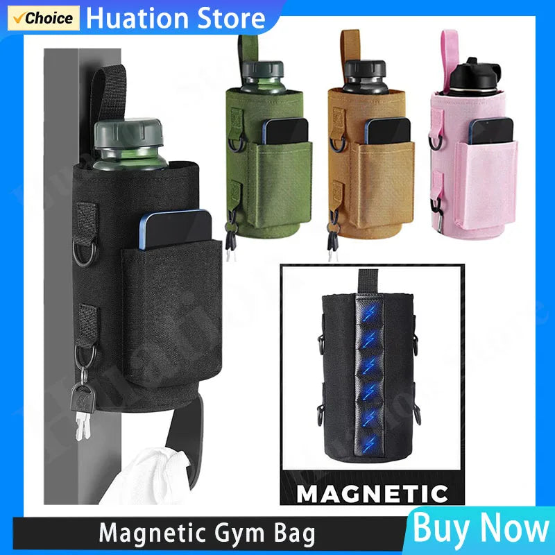 Magnetic Gym Bag – Water Bottle Carrier with Phone Pocket