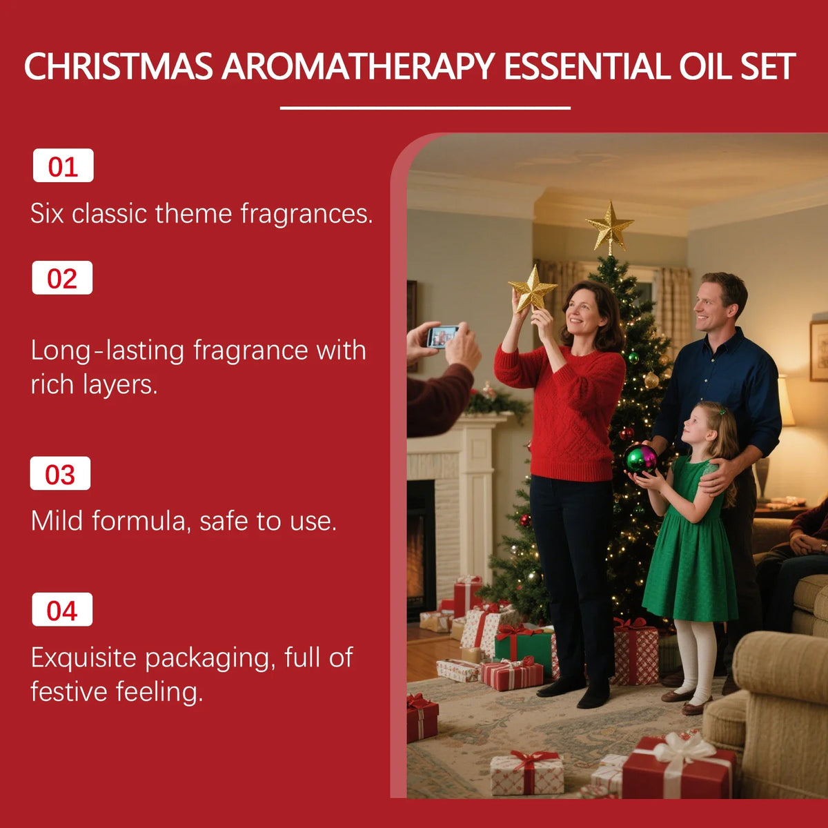 Christmas Essential Oil Set – 6 Festive Holiday Scents 6x10ml