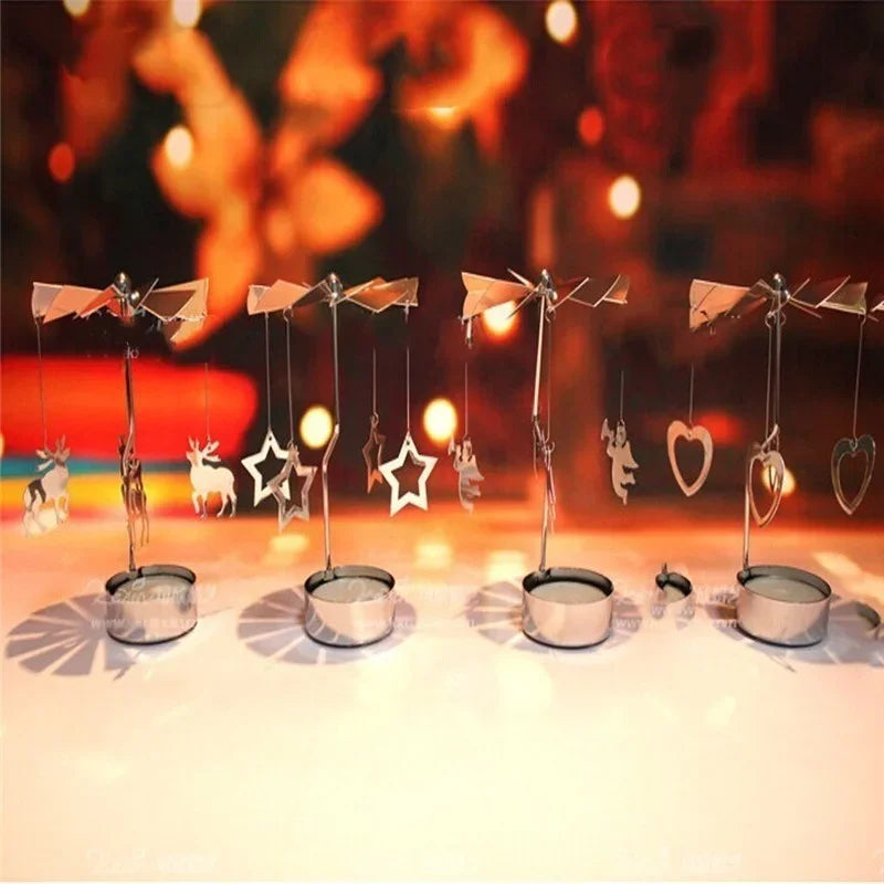 Spinning Metal Carousel Tea Light Candle Holder | Xmas Decor