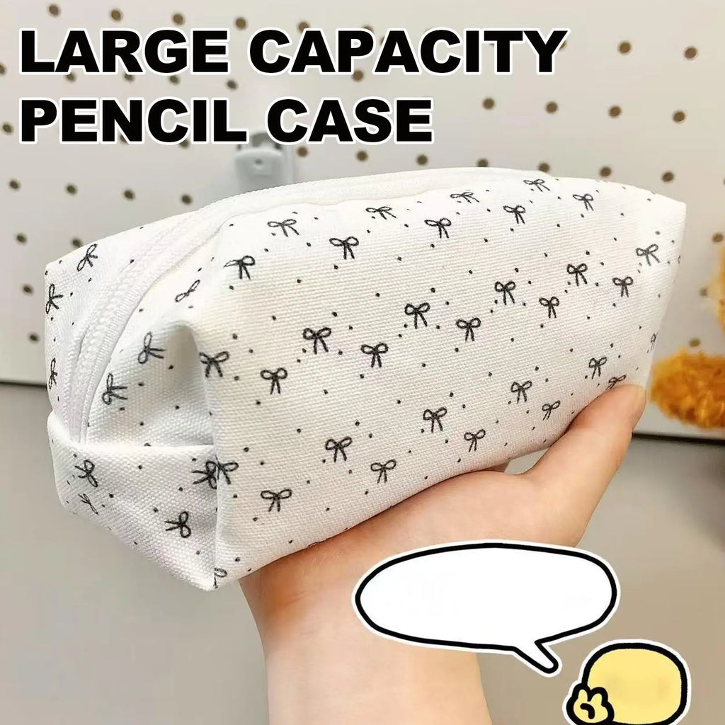 Bowknot Pencil Case – Large Capacity Fabric Pen Pouch