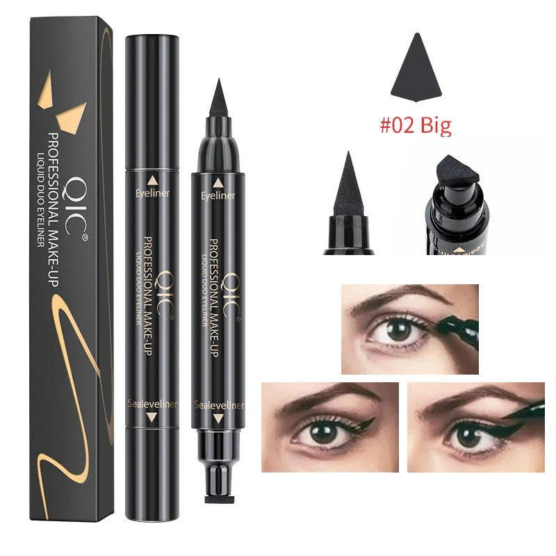 QIC 2-in-1 Stamp Eyeliner Pen – Cat Eye Waterproof Quick Dry