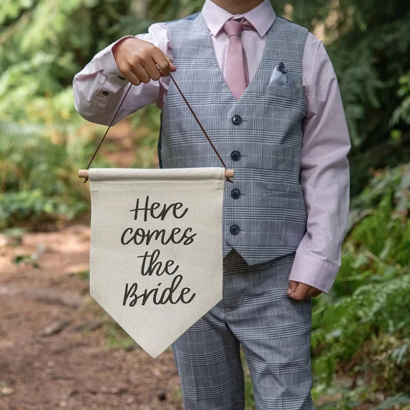 Here Comes The Bride Banner | Rustic Wedding Aisle Sign