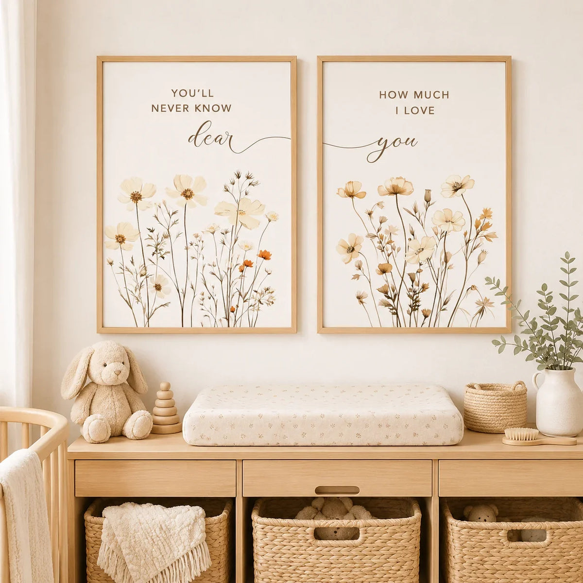 Bible Verse Love Quote Nordic Flower Canvas Wall Art Poster