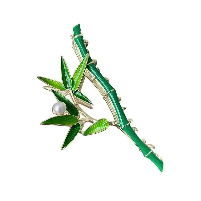 Chinese Vintage Retro Fresh Green Bamboo Fashion Pearl Metal Hair