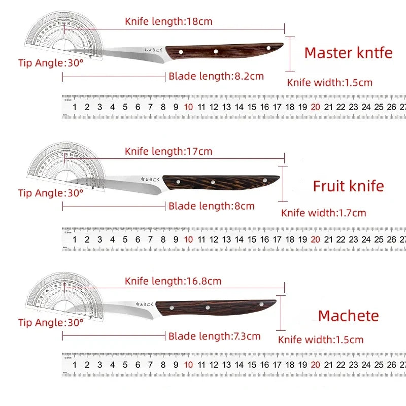 3-Piece Food Carving Knife Set | Sharp Stainless Steel Chef Kit