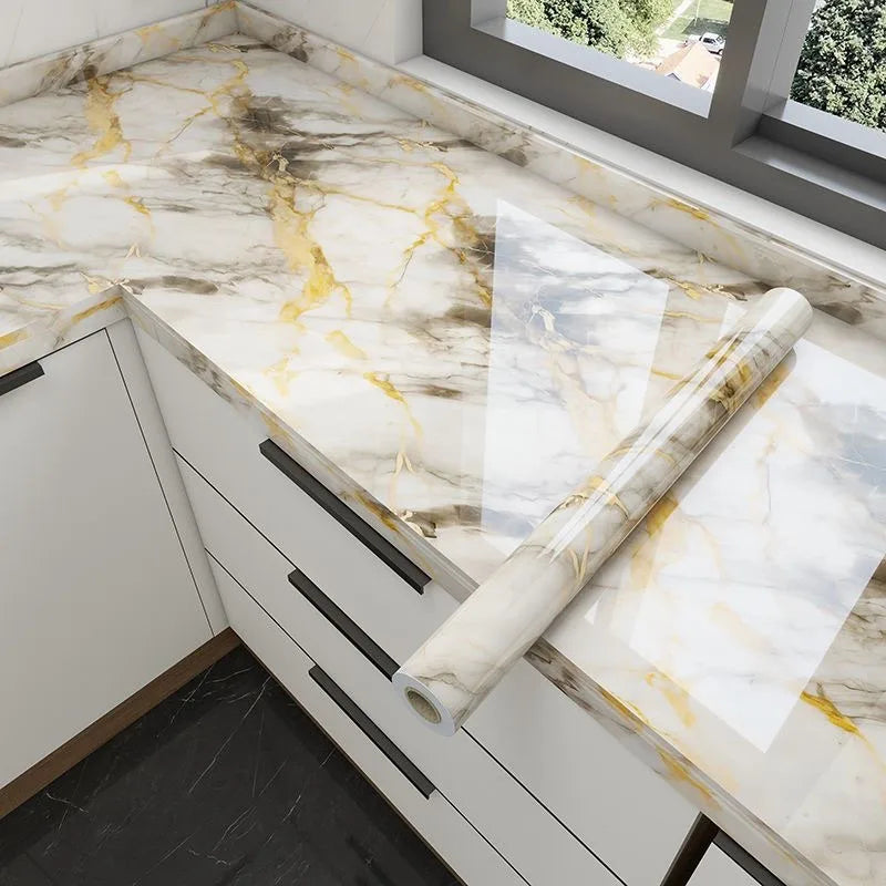 Peel & Stick Kitchen Wallpaper – 40cm Waterproof Oil-Proof PVC