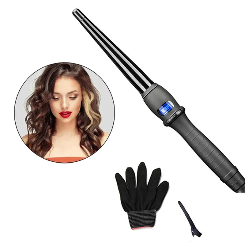 360° Ceramic Curling Iron | LED Professional Hair Curler Wand