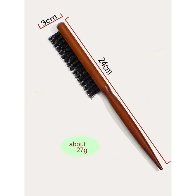 Boar Bristle Wood Teasing Comb | Hair Styling Tool