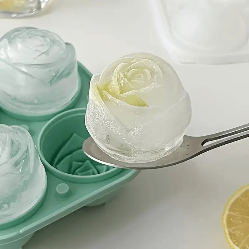 Rose Shape Ice Cube Mold 4 Grids Multifunctional Tray Chocolate Jelly
