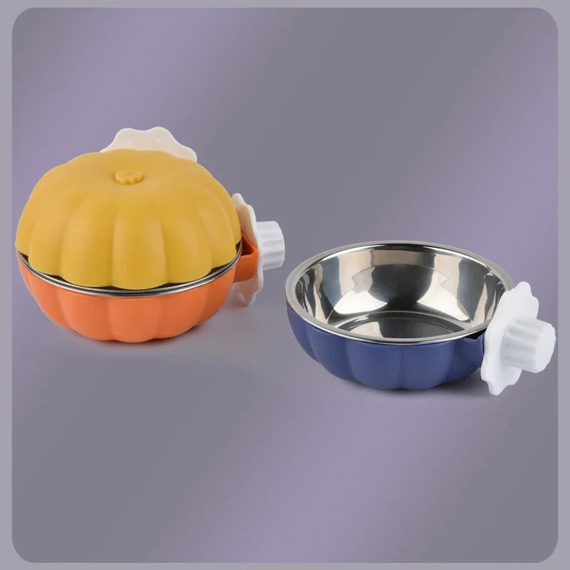 Pumpkin Cage Bowl for Small Pets – Hanging Food & Water Feeder