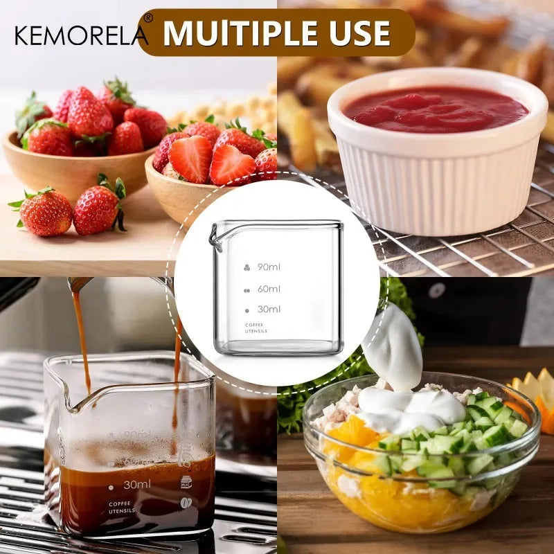 KEMORELA Glass Espresso Cup 90/120ml – Measuring Shot Glass