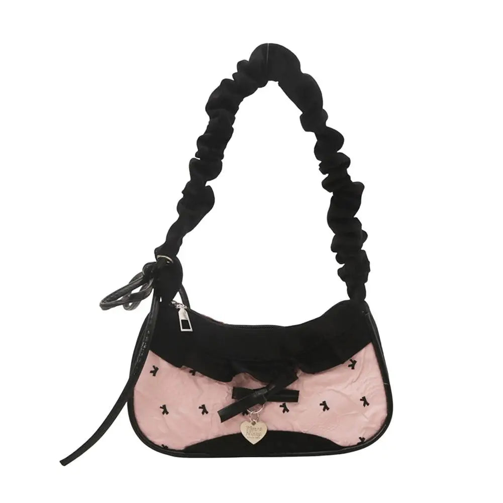 Butterfly Bow Pleated Hobo Shoulder Bag for Women