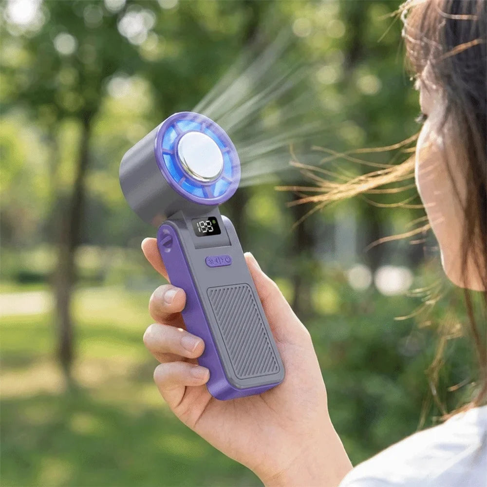 Portable Handheld Mini Fan – 199 Speeds, LED Display, 3600mAh