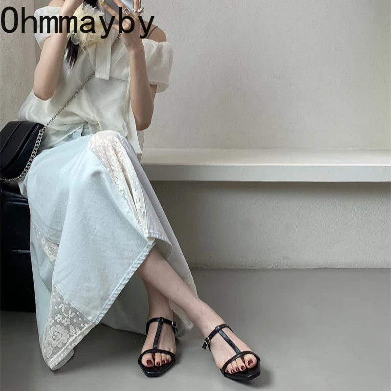 Women's T-Strap Gladiator Sandals | Open Toe Block Heel
