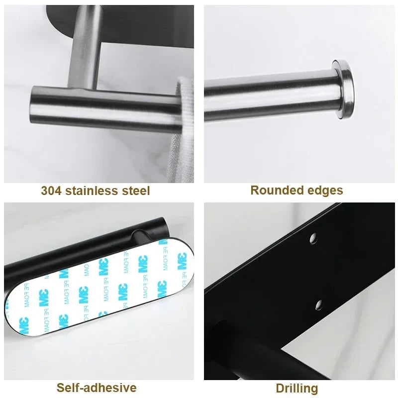 Wall-Mount Stainless Steel Paper Towel & Toilet Roll Holder