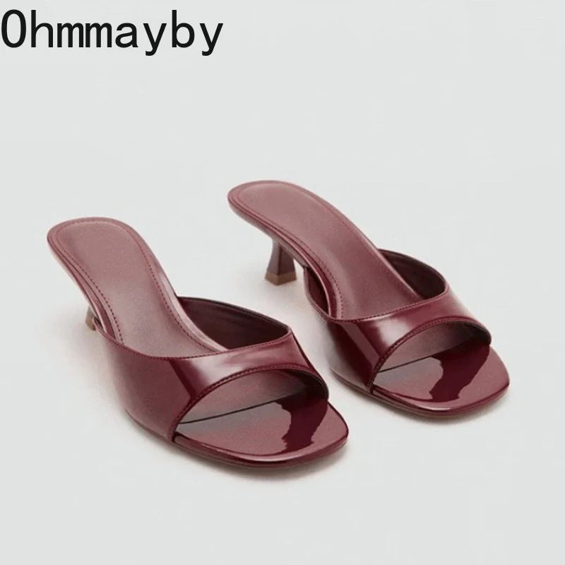 Women's Open Toe Square Heel Slides – Summer Dress Slippers