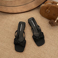 Women's Butterfly-Knot Square Toe Low Heel Mule Slides