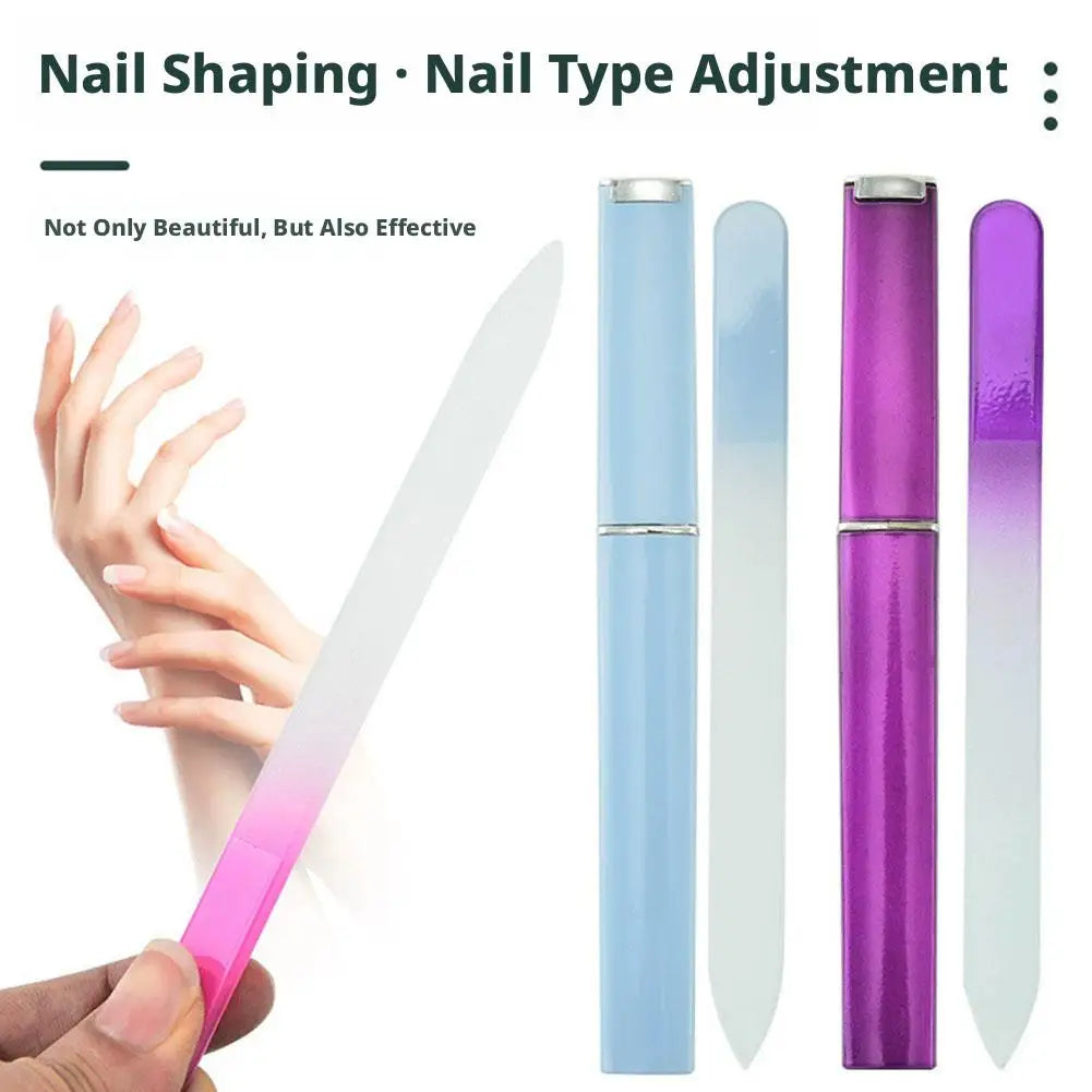 Glass Nail File Double-Sided Crystal Nail File with Case