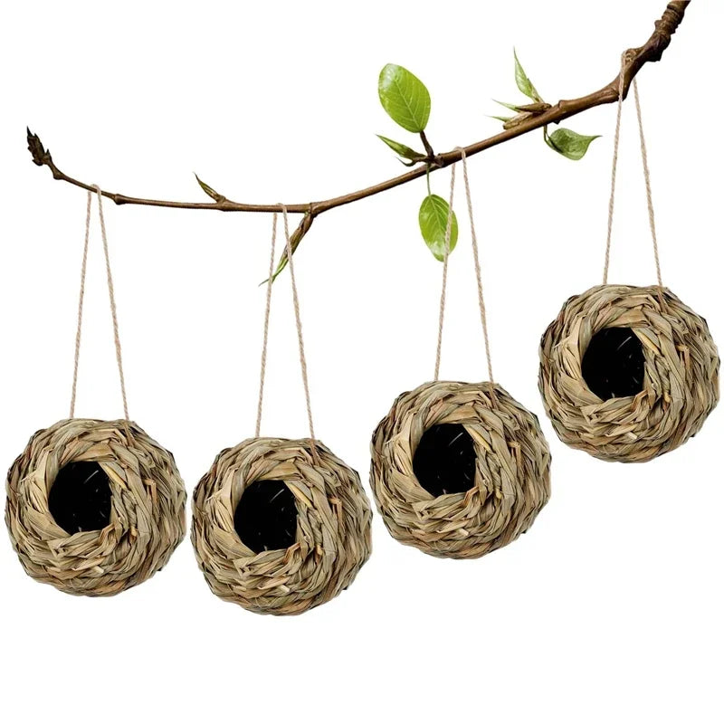 Handwoven Reed Grass Bird Nest House – Hanging Woven Birdhouse