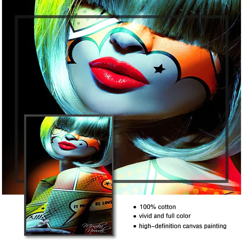 Graffiti Women Portrait Canvas Wall Art | Modern Unframed Poster
