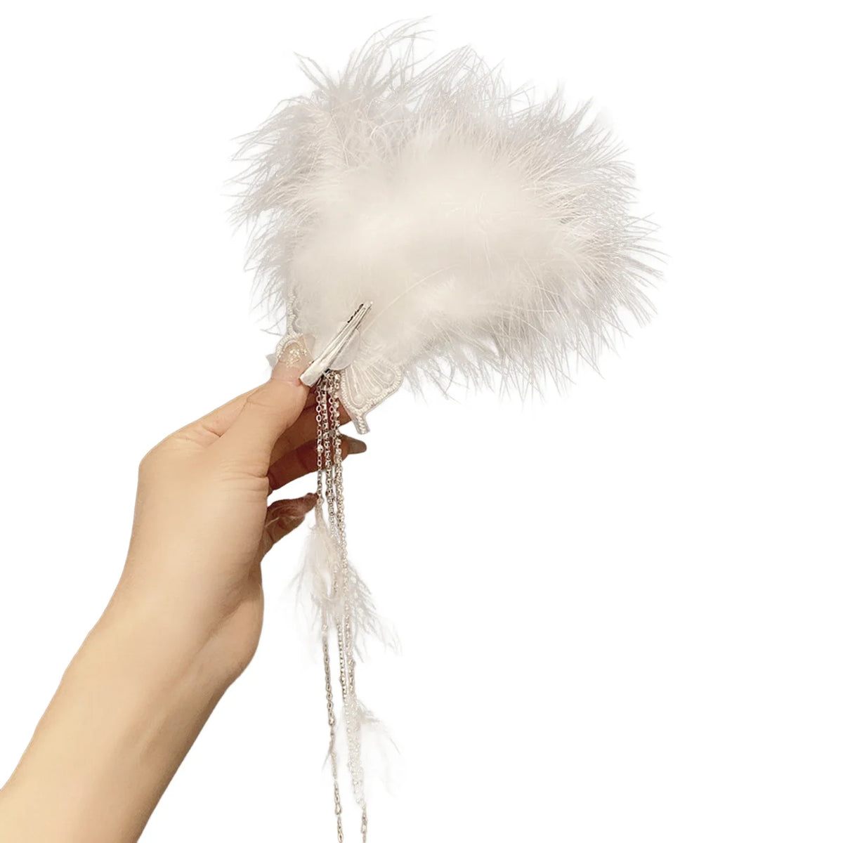 Feather Butterfly Hair Clip – Elegant Fringe Headwear for Women