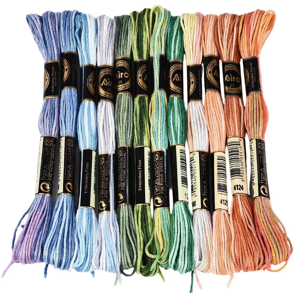 105 Yards Variegated Embroidery Floss – 6 Ply Gradient Thread Set