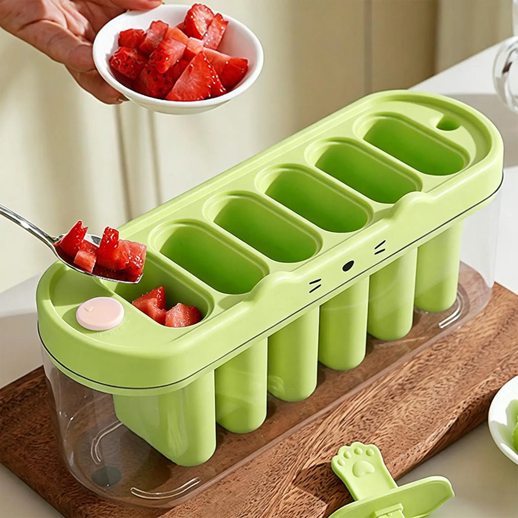 6-Cavity Ice Pop Mold Maker – Non-Stick Popsicle Molds & Sticks