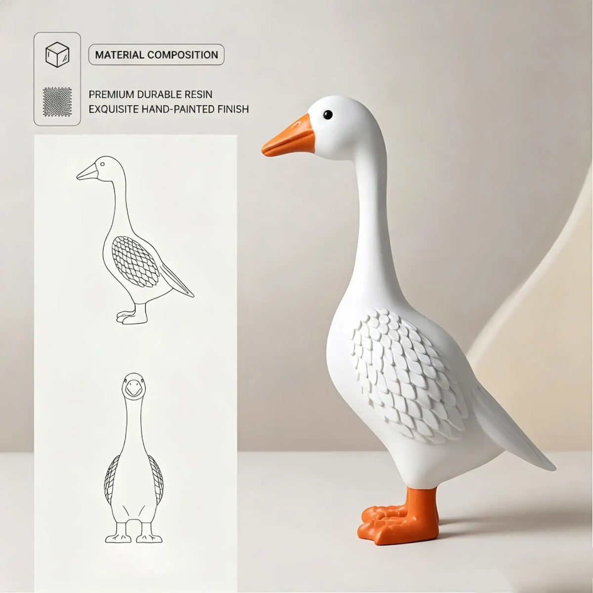 Resin Porch Goose Statue – All-Weather Garden Yard Decor