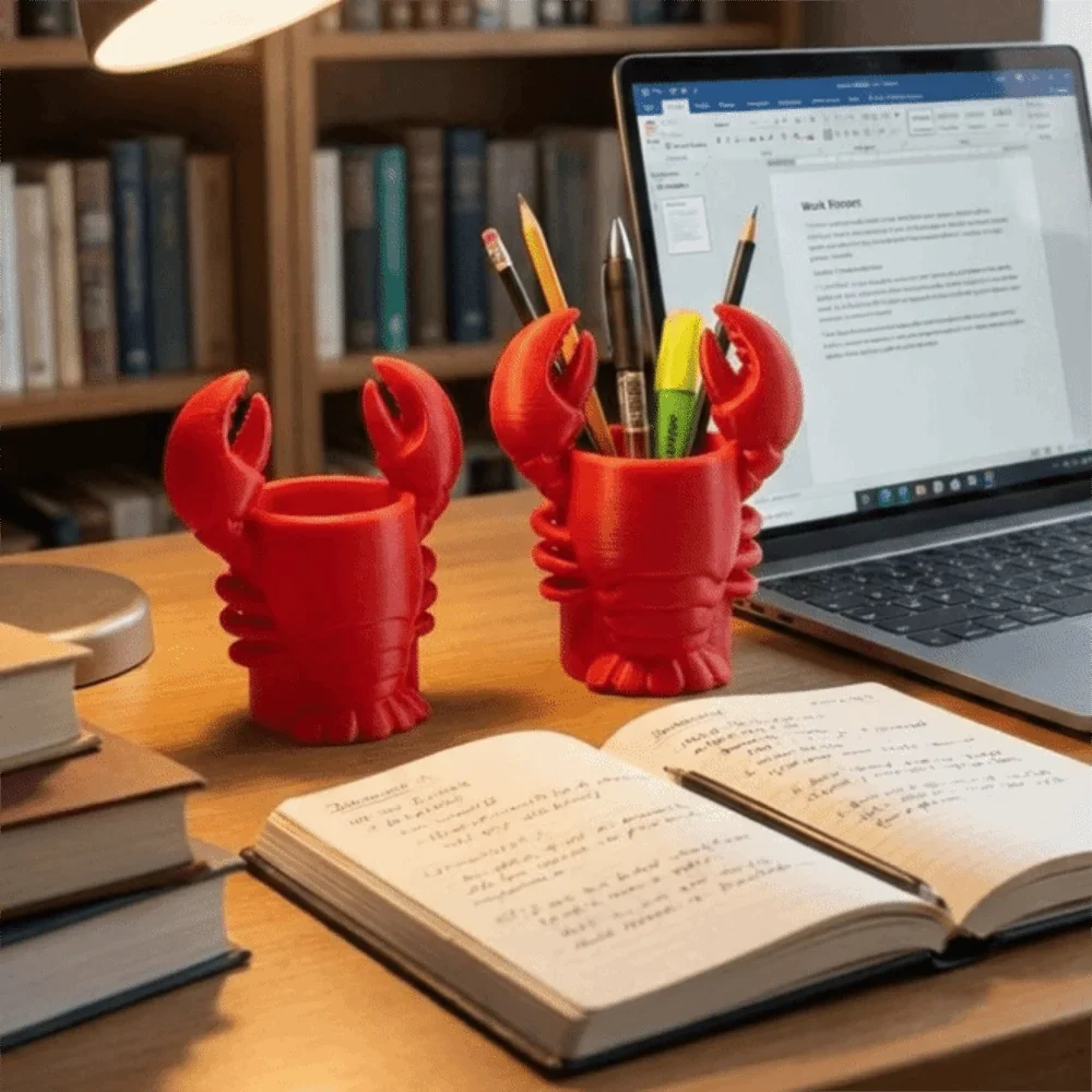 3D Lobster Pencil Holder – Desk Organizer & Makeup Brush Cup