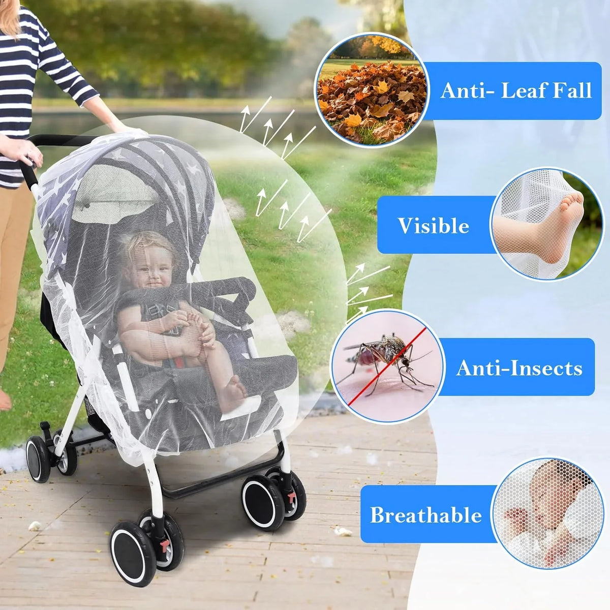 Stroller Mosquito Net Full Coverage Dense Mesh Insect Protection