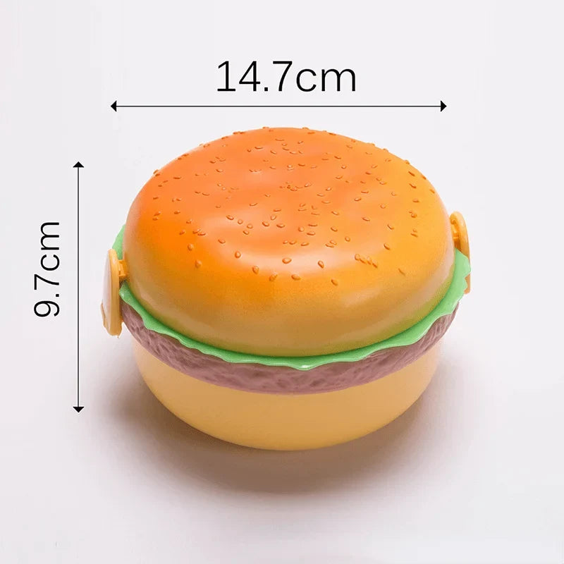 Hamburger Lunch Box Double Tier Cute Burger Bento Microwave Food