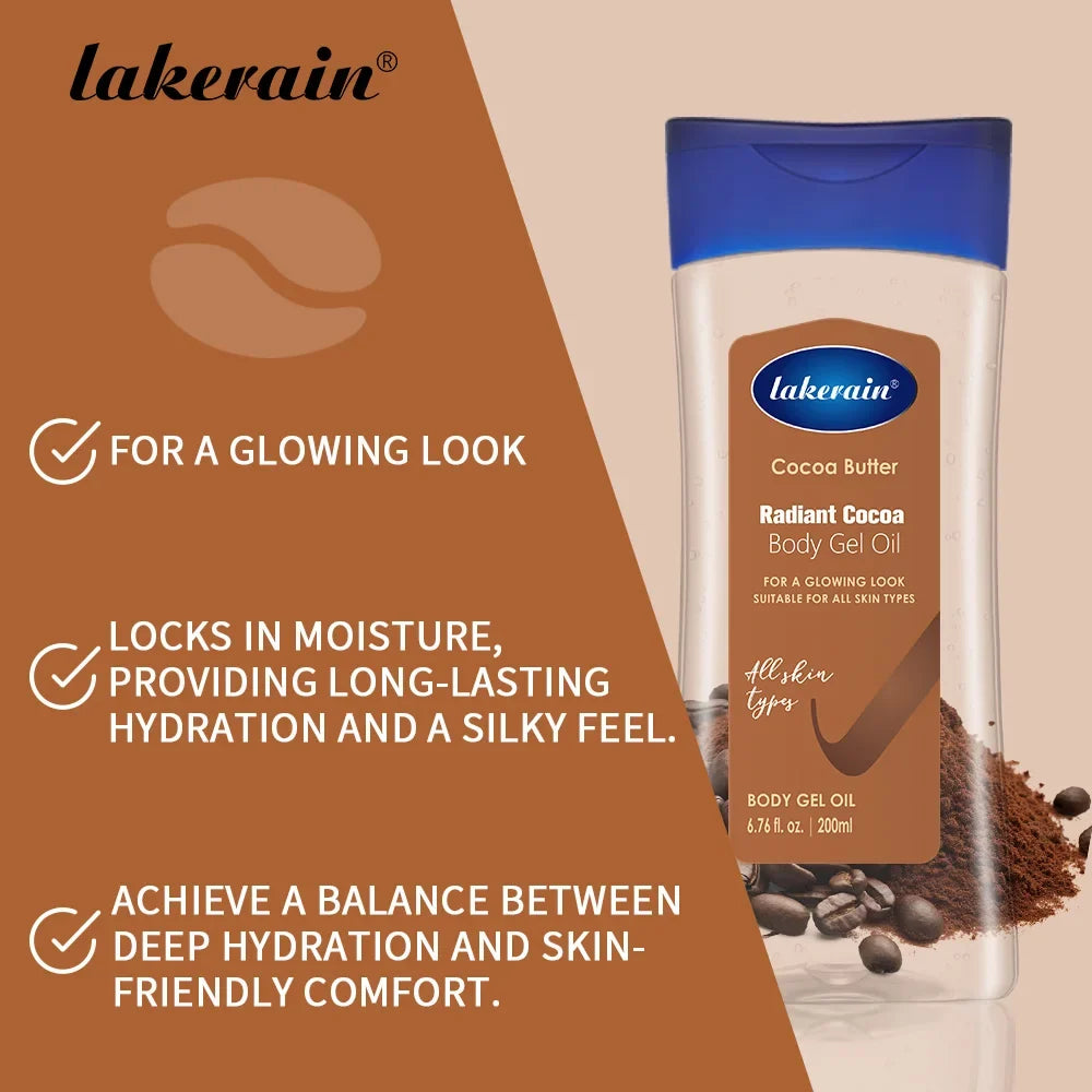 Lakerain Cocoa Body Oil Gel – Moisturizer for Dry Skin 200ml